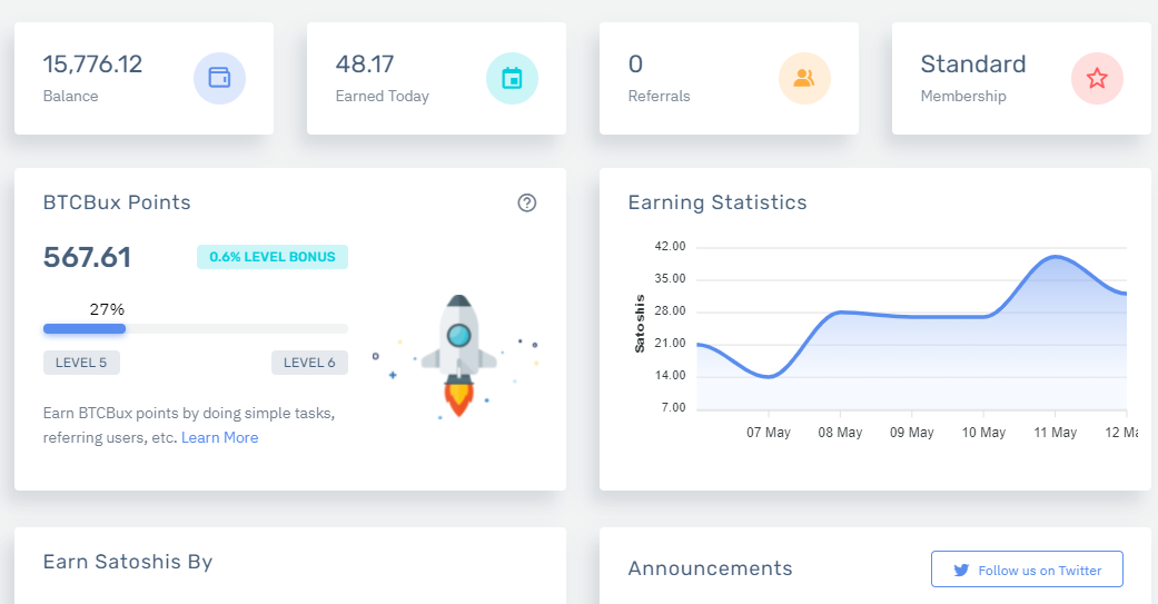 Overview BTCBux Account